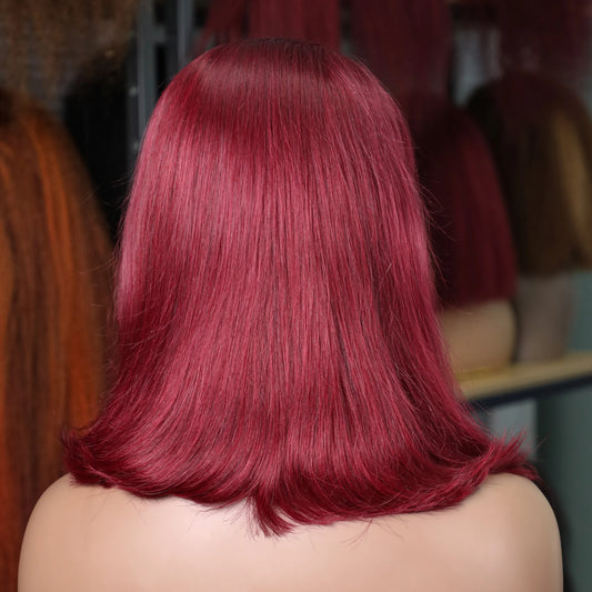 Burgundy Transparent Bob Human Hair Wig